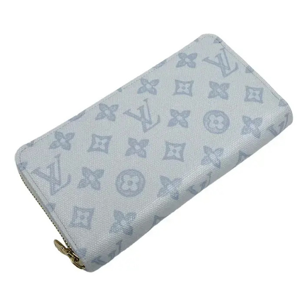 Louis Vuitton Zippy Wallet Long Monogram Origin Courier Canvas Leather Blue